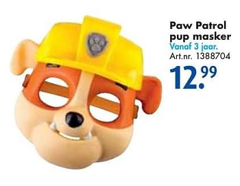 Aanbiedingen Paw patrol pup masker - PAW  PATROL - Geldig van 24/09/2016 tot 07/12/2016 bij Bart Smit