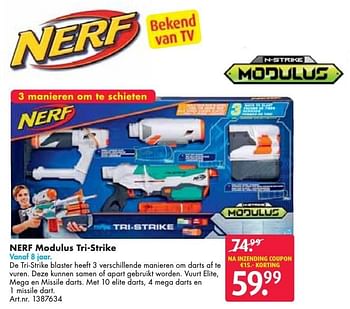 Aanbiedingen Nerf modulus tri-strike - Nerf - Geldig van 24/09/2016 tot 07/12/2016 bij Bart Smit