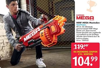 Aanbiedingen Nerf mega mastodon - Nerf - Geldig van 24/09/2016 tot 07/12/2016 bij Bart Smit