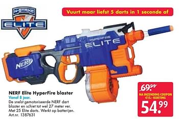 Aanbiedingen Nerf elite hyperfire blaster - Nerf - Geldig van 24/09/2016 tot 07/12/2016 bij Bart Smit