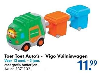 Aanbiedingen Toet toet auto`s - vigo vuilniswagen - Toet Toet Auto's - Geldig van 24/09/2016 tot 07/12/2016 bij Bart Smit