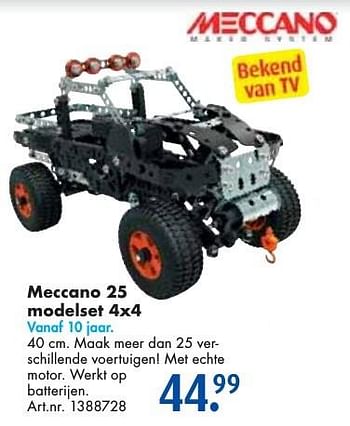 Aanbiedingen Meccano 25 modelset 4x4 - Meccano - Geldig van 24/09/2016 tot 07/12/2016 bij Bart Smit
