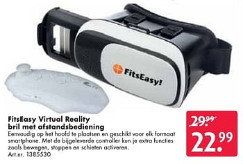 Aanbiedingen Fitseasy virtual reality bril met afstandsbediening - Fitseasy - Geldig van 24/09/2016 tot 07/12/2016 bij Bart Smit