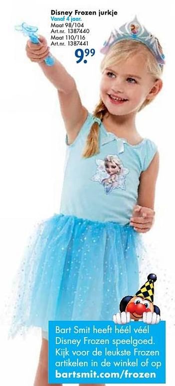 Aanbiedingen Disney frozen jurkje - Disney  Frozen - Geldig van 24/09/2016 tot 07/12/2016 bij Bart Smit