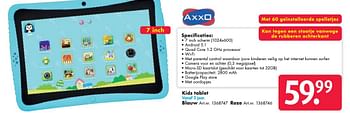 Aanbiedingen Kids tablet blauw - Axxo - Geldig van 24/09/2016 tot 07/12/2016 bij Bart Smit