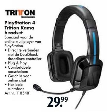 Aanbiedingen Playstation 4 tritton kama headset - Tritton - Geldig van 24/09/2016 tot 07/12/2016 bij Bart Smit