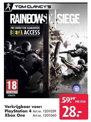 Aanbiedingen Playstation 4 rainbows - Ubisoft - Geldig van 24/09/2016 tot 07/12/2016 bij Bart Smit
