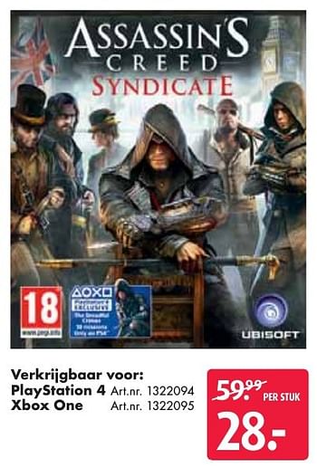 Aanbiedingen Playstation 4 assassin`s creed syndicate - Ubisoft - Geldig van 24/09/2016 tot 07/12/2016 bij Bart Smit