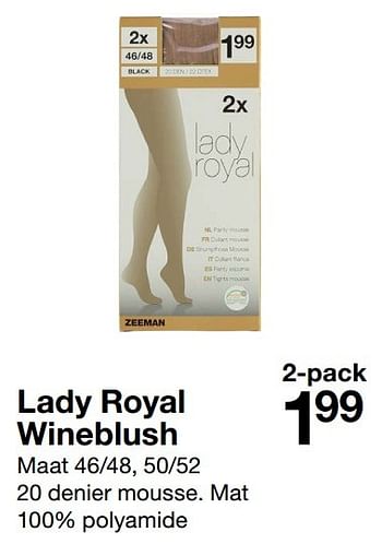 Aanbiedingen Lady royal wineblush - Huismerk - Zeeman  - Geldig van 29/10/2016 tot 11/11/2016 bij Zeeman