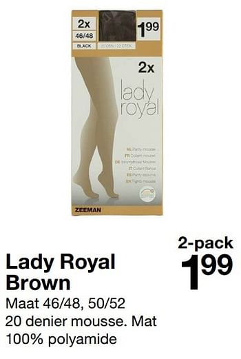 Aanbiedingen Lady royal brown - Huismerk - Zeeman  - Geldig van 29/10/2016 tot 11/11/2016 bij Zeeman