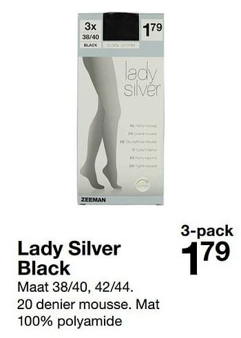 Aanbiedingen Lady silver black - Huismerk - Zeeman  - Geldig van 29/10/2016 tot 11/11/2016 bij Zeeman