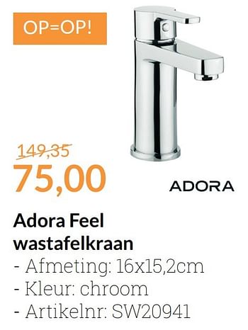 Aanbiedingen Adora feel wastafelkraan - Adora - Geldig van 01/11/2016 tot 30/11/2016 bij Sanitairwinkel