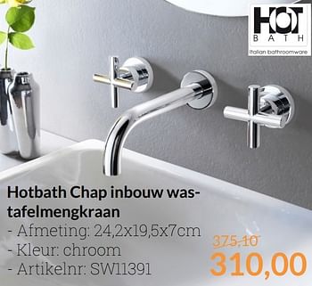 Aanbiedingen Hothbath chap inbouw wastafelmengkraan - Hothbath - Geldig van 01/11/2016 tot 30/11/2016 bij Sanitairwinkel