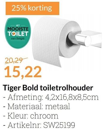 Aanbiedingen Tiger bold toiletrolhouder - Tiger - Geldig van 01/11/2016 tot 30/11/2016 bij Sanitairwinkel