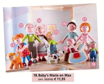Aanbiedingen Baby`s marie en max - Haba - Geldig van 27/10/2016 tot 31/12/2016 bij Multi Bazar