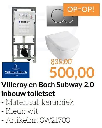 Aanbiedingen Villeroy en boch subway 2.0 inbouw toiletset - Villeroy &amp; boch - Geldig van 01/11/2016 tot 30/11/2016 bij Sanitairwinkel