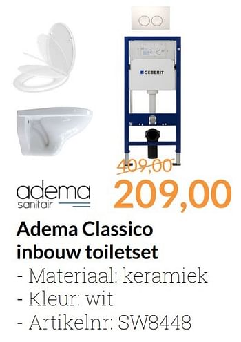 Aanbiedingen Adema classico inbouw toiletset - Adema sanitair - Geldig van 01/11/2016 tot 30/11/2016 bij Sanitairwinkel