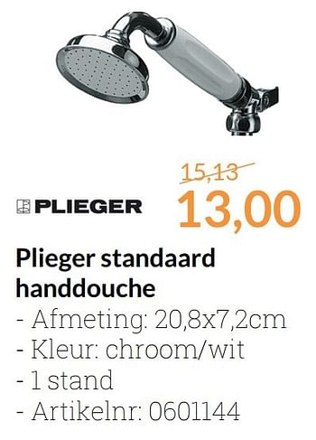 Aanbiedingen Plieger standaard handdouche - Plieger - Geldig van 01/11/2016 tot 30/11/2016 bij Sanitairwinkel