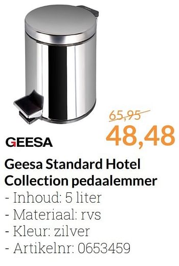 Aanbiedingen Geesa standard hotel collection pedaalemmer - Geesa - Geldig van 01/11/2016 tot 30/11/2016 bij Sanitairwinkel