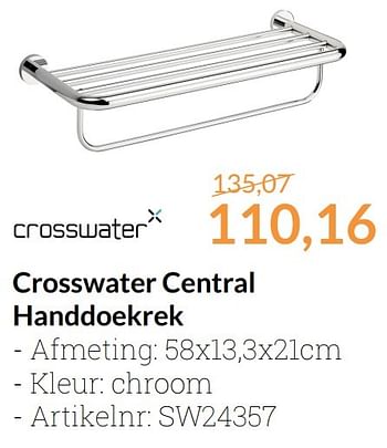 Aanbiedingen Crosswater central handdoekrek - Crosswater - Geldig van 01/11/2016 tot 30/11/2016 bij Sanitairwinkel