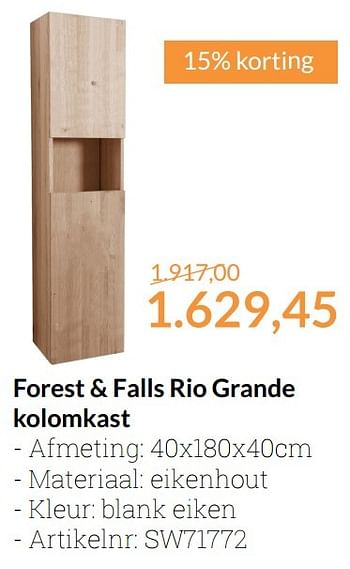 Aanbiedingen Forest + falls rio grande kolomkast - Forest en Falls - Geldig van 01/11/2016 tot 30/11/2016 bij Sanitairwinkel