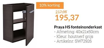Aanbiedingen Praya hs fonteinonderkast - Praya - Geldig van 01/11/2016 tot 30/11/2016 bij Sanitairwinkel