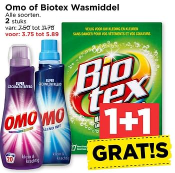 Aanbiedingen Omo of biotex wasmiddel - Biotex - Geldig van 30/10/2016 tot 05/11/2016 bij Vomar