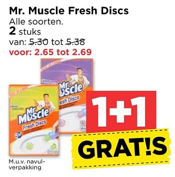 Aanbiedingen Mr. muscle fresh discs - Mr. Muscle - Geldig van 30/10/2016 tot 05/11/2016 bij Vomar