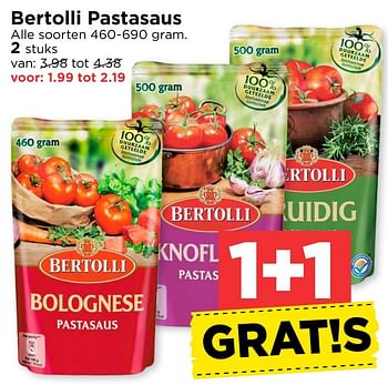 Aanbiedingen Bertolli pastasaus - Bertolli - Geldig van 30/10/2016 tot 05/11/2016 bij Vomar