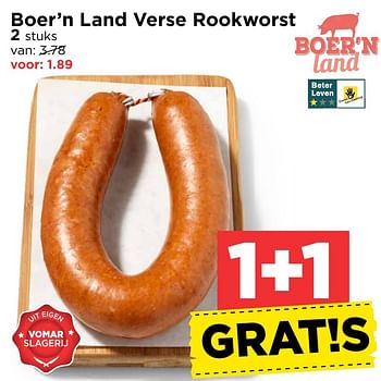 Aanbiedingen Boer`n land verse rookworst - Boer'n Land - Geldig van 30/10/2016 tot 05/11/2016 bij Vomar