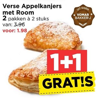 Aanbiedingen Verse appelkanjers met room - Huismerk Vomar - Geldig van 30/10/2016 tot 05/11/2016 bij Vomar