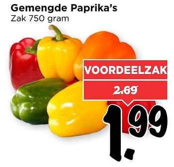 Aanbiedingen Gemengde paprika`s - Huismerk Vomar - Geldig van 30/10/2016 tot 05/11/2016 bij Vomar