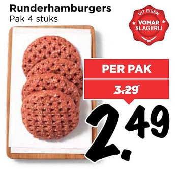 Aanbiedingen Runderhamburgers - Huismerk Vomar - Geldig van 30/10/2016 tot 05/11/2016 bij Vomar