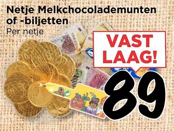 Aanbiedingen Netje melkchocolademunten of -biljetten - Huismerk Vomar - Geldig van 30/10/2016 tot 05/11/2016 bij Vomar