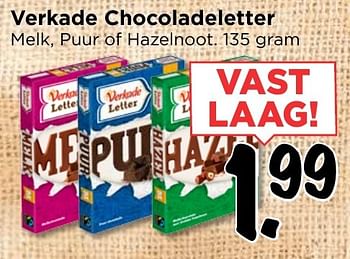 Aanbiedingen Verkade chocoladeletter - Verkade - Geldig van 30/10/2016 tot 05/11/2016 bij Vomar