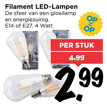 Aanbiedingen Filament led-lampen - Huismerk Vomar - Geldig van 30/10/2016 tot 05/11/2016 bij Vomar