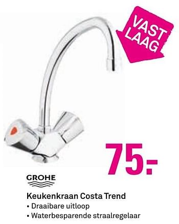 Aanbiedingen Keukenkraan costa trend - Grohe - Geldig van 24/10/2016 tot 06/11/2016 bij Karwei