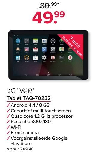 Aanbiedingen Denver tablet taq-70232 - Denver - Geldig van 24/10/2016 tot 06/11/2016 bij Kijkshop