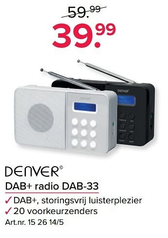 Aanbiedingen Denver dab+ radio dab-33 - Denver - Geldig van 24/10/2016 tot 06/11/2016 bij Kijkshop