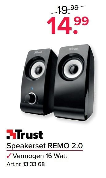 Aanbiedingen Trust speakerset remo 2.0 - Trust - Geldig van 24/10/2016 tot 06/11/2016 bij Kijkshop
