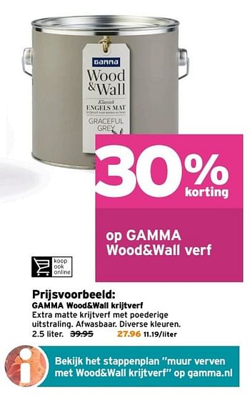 Aanbiedingen Gamma wood+wall krijtverf - Huismerk - Gamma - Geldig van 30/10/2016 tot 06/11/2016 bij Gamma