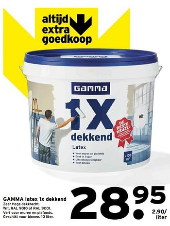 Aanbiedingen Gamma latex 1x dekkend - Huismerk - Gamma - Geldig van 30/10/2016 tot 06/11/2016 bij Gamma