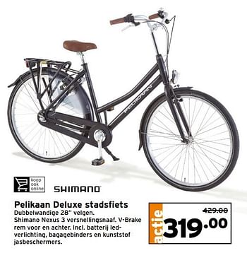 Aanbiedingen Pelikaan deluxe stadsfiets - Pelikaan - Geldig van 30/10/2016 tot 06/11/2016 bij Gamma