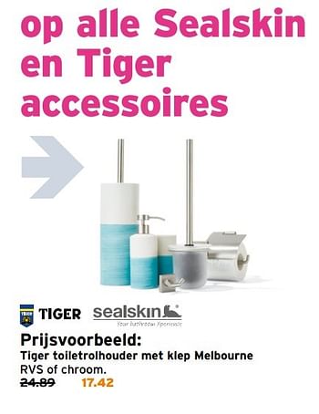 Aanbiedingen Tiger toiletrolhouder met klep melbourne - Tiger - Geldig van 30/10/2016 tot 06/11/2016 bij Gamma