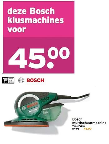 Aanbiedingen Bosch multischuurmachine primo - Bosch - Geldig van 30/10/2016 tot 06/11/2016 bij Gamma