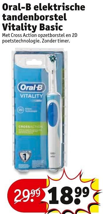 Aanbiedingen Oral-b elektrische tandenborstel vitality basic - Oral-B - Geldig van 01/11/2016 tot 06/11/2016 bij Kruidvat