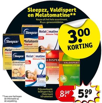 Aanbiedingen Valdispert rust (valeriaan) 50 tabletten - Sleepzz - Geldig van 01/11/2016 tot 06/11/2016 bij Kruidvat
