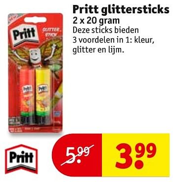 Aanbiedingen Pritt glittersticks - Pritt - Geldig van 01/11/2016 tot 06/11/2016 bij Kruidvat
