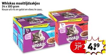 Aanbiedingen Whiskas maaltijdzakjes - Whiskas - Geldig van 01/11/2016 tot 06/11/2016 bij Kruidvat
