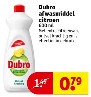 Aanbiedingen Dubro afwasmiddel citroen - dubro - Geldig van 01/11/2016 tot 06/11/2016 bij Kruidvat